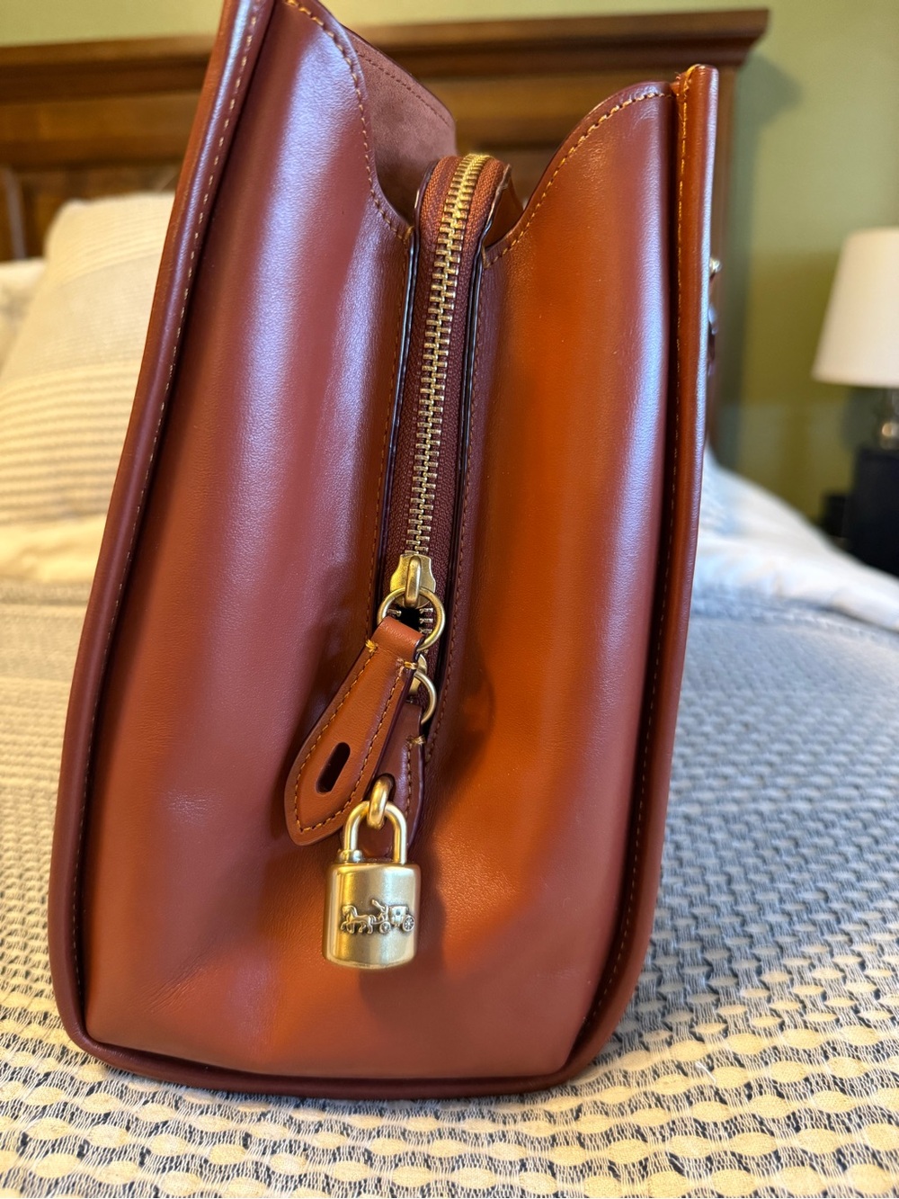 Coach Monogram Canvas Carryall Tote with Rust Leather Trim - Picture 4 of 6
